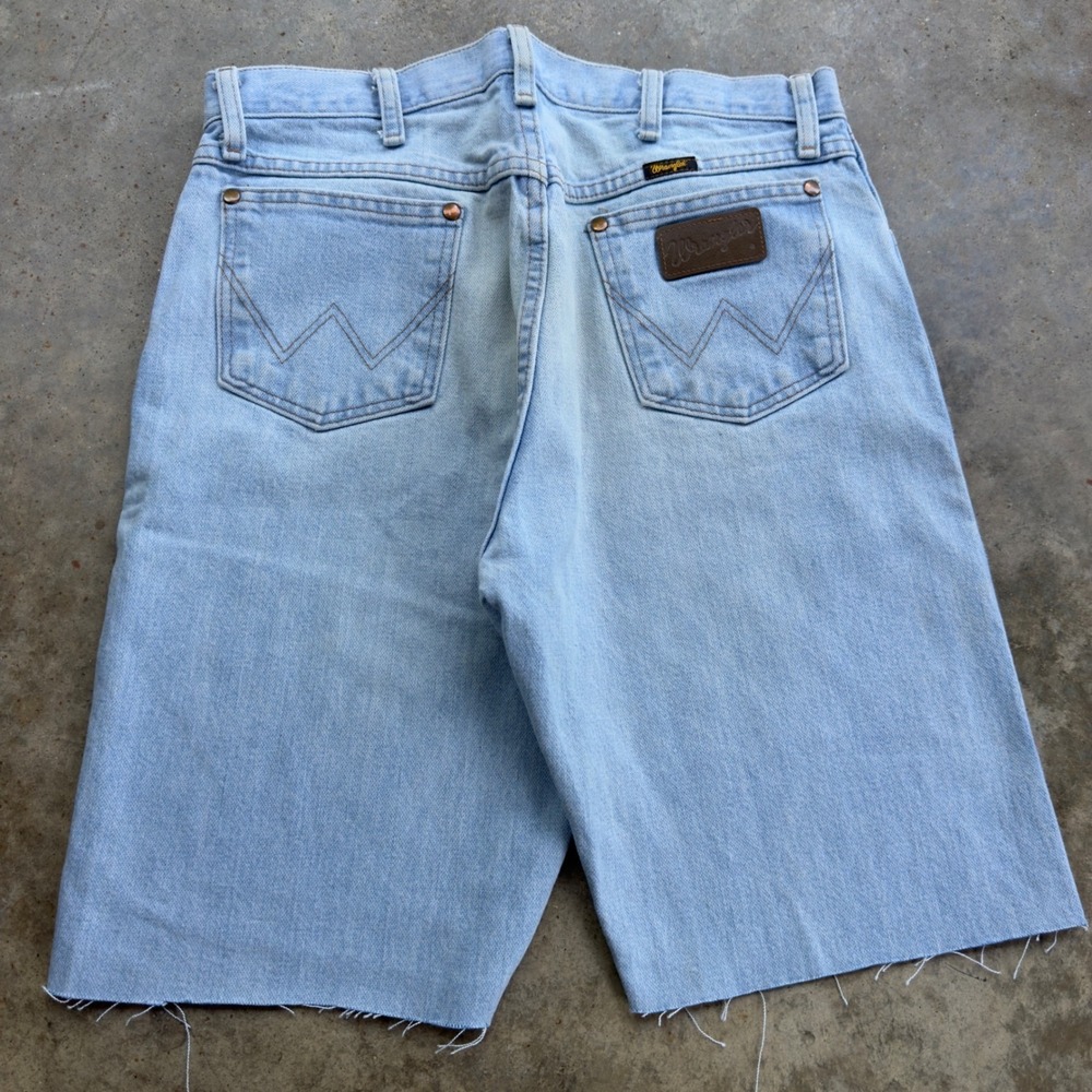 Vintage 90s‎ Wrangler Jean Shorts Jorts Baggy Workwear Light Wash 34 (d1a)